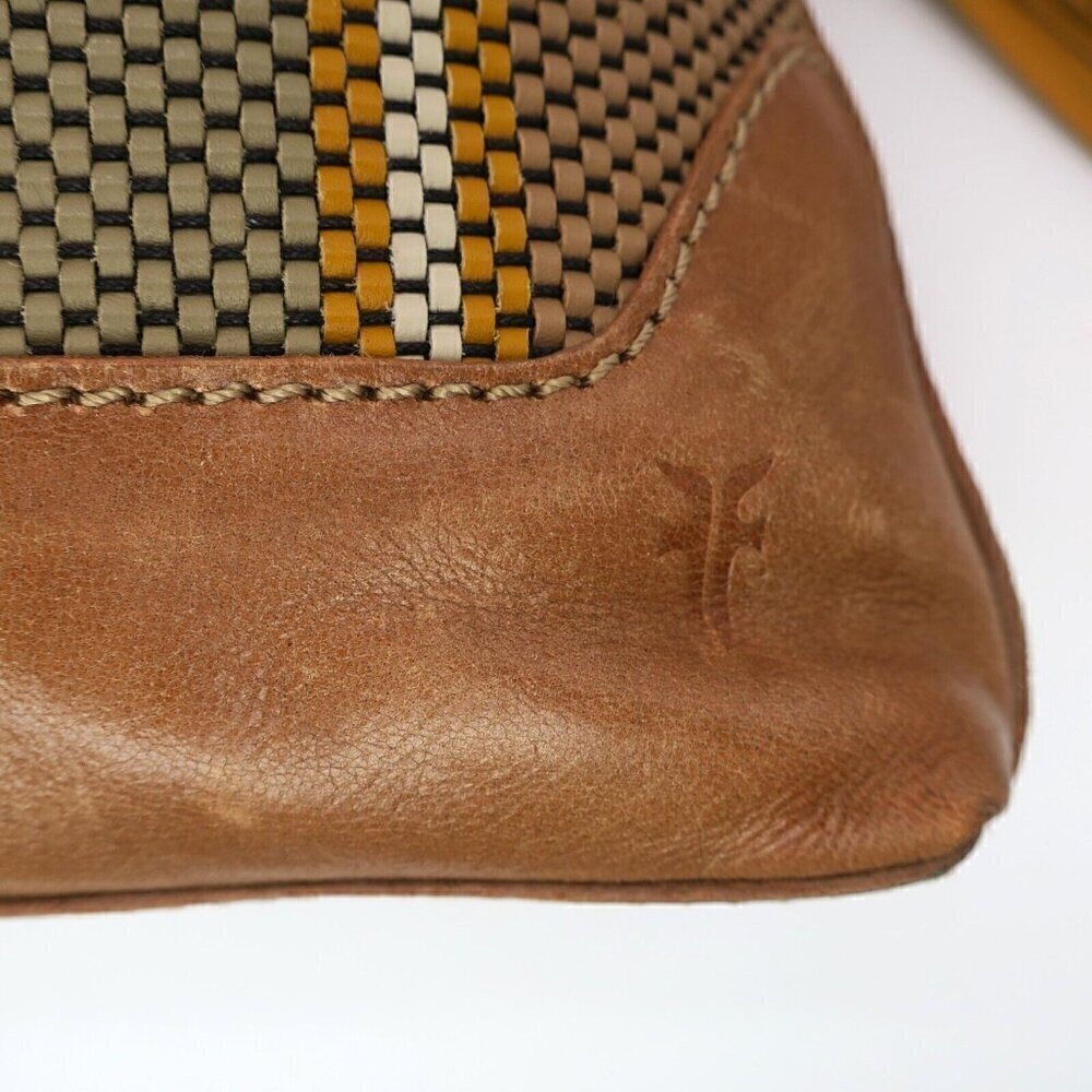 Frye Melissa Striped Crossbody Satchel Beige Multicolored Leather Purse - Picture 3 of 7